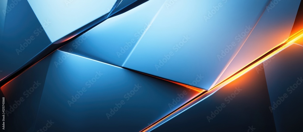 Poster geometric abstract design with vibrant lighting effects and ample space for text placement in a mode