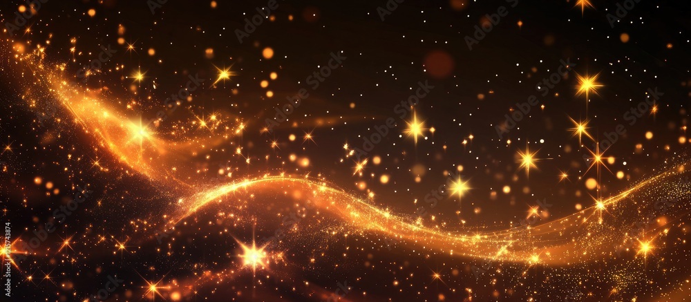 Poster abstract luxury background with glittering stars and network technology elements featuring ample cop