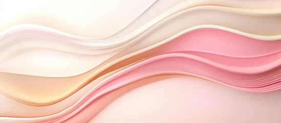 Pastel Curvy Waves Abstract Background Design with Soft Colors and Copy Space for Text
