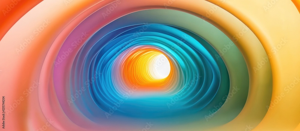 Poster vibrant abstract tunnel design with neon colors and space for text in the background
