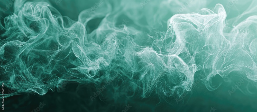 Poster futuristic green mist swirling background with curvy waves and ample copyspace for creative text or 