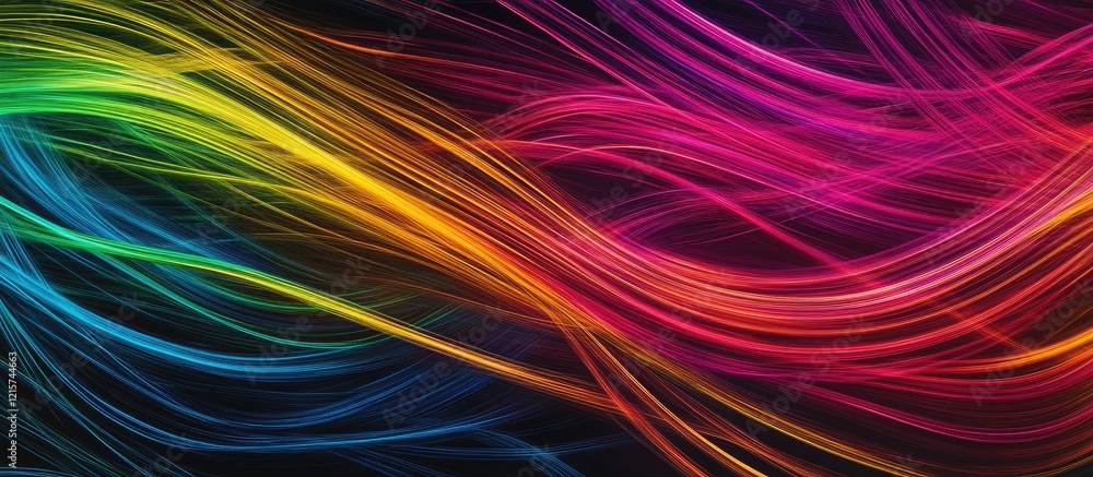 Poster abstract neon lines background with vibrant colors and space for text suitable for digital design an