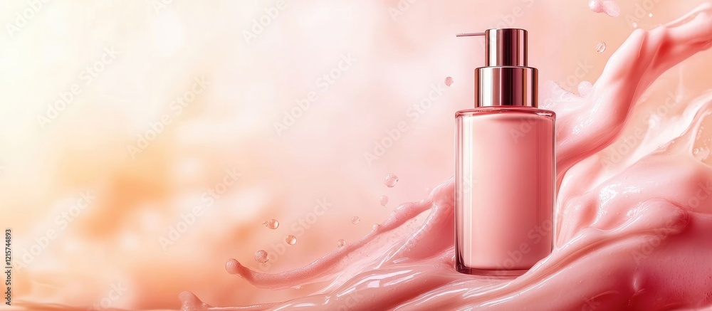 Poster abstract liquid cosmetic backdrop featuring a blurred background with an empty space for text showca