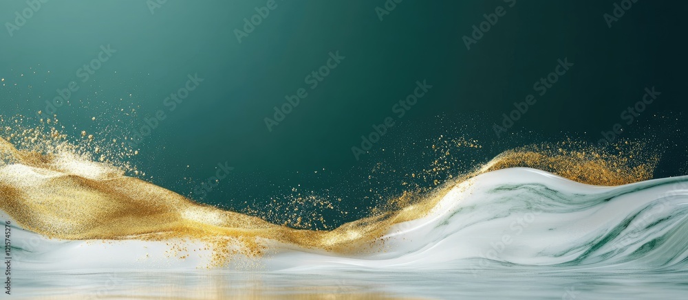 Poster elegant abstract minimalist backdrop featuring marble stone and gold powder waves ideal for banner u