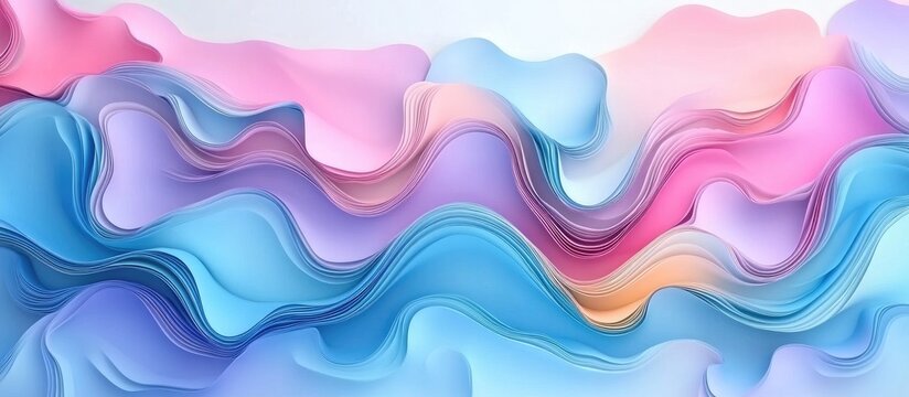 Colorful Abstract Wave Design in Light Blue Pink and Purple Tones with Copy Space for Text or Marketing Messages