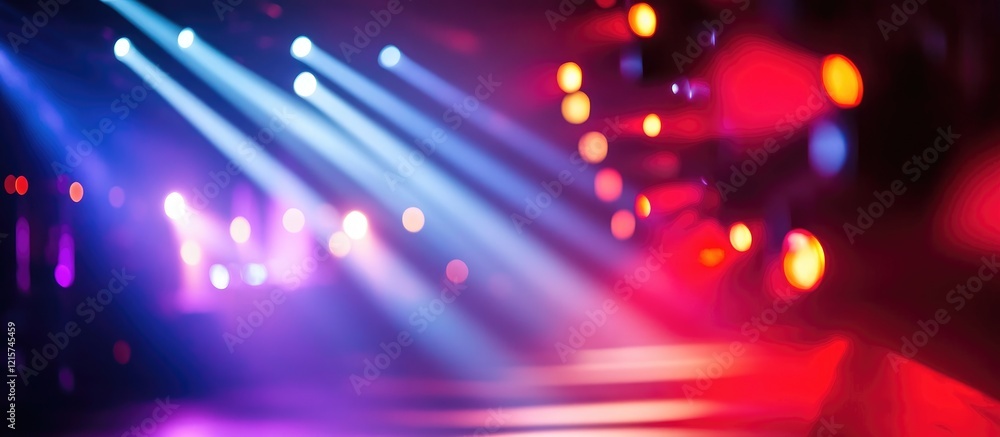 Poster vibrant party lighting effects creating dynamic atmosphere with space for custom text overlay