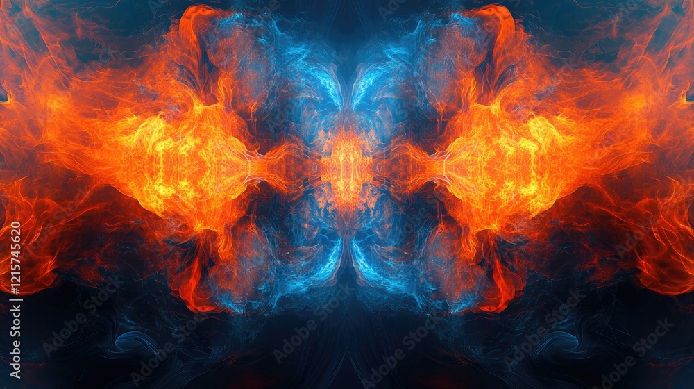 Poster vibrant abstract fire and light flare effect against a neon futuristic background with central copy 
