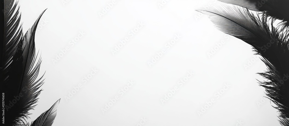 Aufkleber elegant black feather silhouette on white background with empty space for text for art or design use