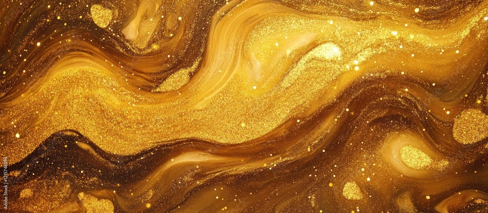 Aufkleber golden marble texture with shimmering glitter waves elegant background design featuring ample space 