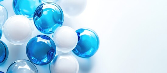 Abstract LED Bulbs in Shades of White and Blue on Soft Background with Copyspace for Text and Design Elements