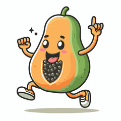 Joyful Leaping Papaya Cartoon Character