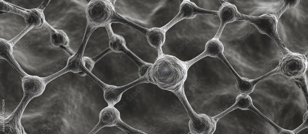 Poster abstract macro view of pseudomonic acid molecular structure showcasing a grey molecular wall with sp