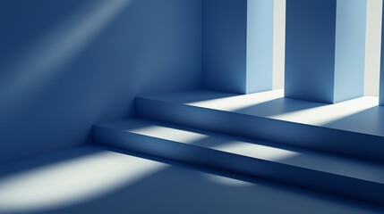 Fototapeta premium Abstract blue background with drop shadow and light. Backdrop for product presentation