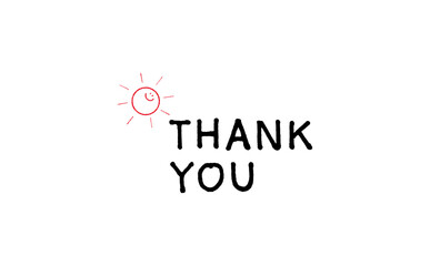 スマイルを浮かべるお日様のイラストと、THANK YOU（ありがとう）の文字を組み合わせた、THANK YOUのロゴマーク