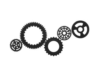 Black paper gears on white background