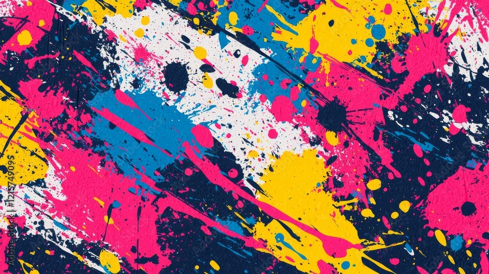 Poster abstract pop art color paint splash pattern background. memphis geometry background