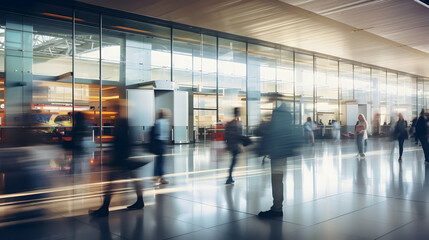 Bustling Airport Terminal Filled with Travelers