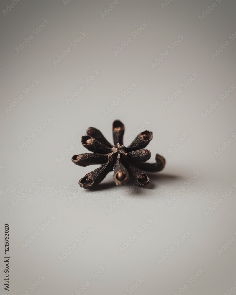 Poster close-up of a unique seed pod with intricate shape and texture on soft background, ideal for nature 