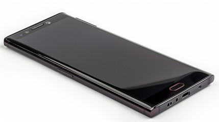 High-Resolution Close-Up of a Sleek Modern Smartphone on a Minimalist White Background, Showcasing Advanced Design and Elegant Finish