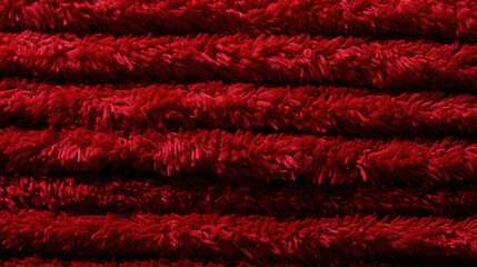 Close-Up of Red Plush Carpet Texture - Soft, Fluffy, and Luxurious Shag Rug for Home Decor