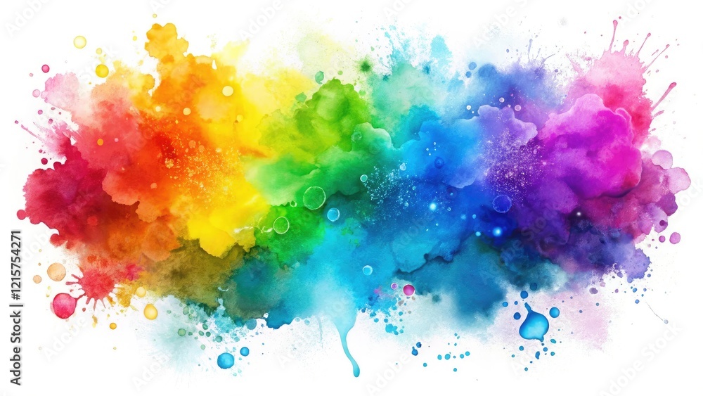 Aufkleber iridescent watercolor blots collection isolated on white background - abstract stains and textures f