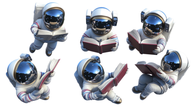Spacemen Reading Books in Space Generative AI