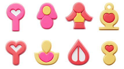 Collection of Female Symbols in Vibrant Colors Generative AI