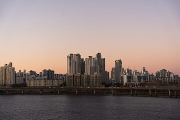 Fototapeta premium city harbour sunset