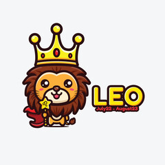 Cute Cartoon Leo zodiac Character Illustration