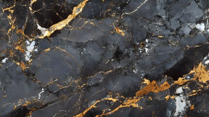 Fototapeta premium Black Marble Texture With Golden Veins