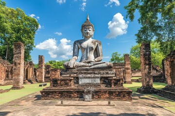 Obraz premium Serene Buddha Statue at Sukhothai Historical Park Thailand