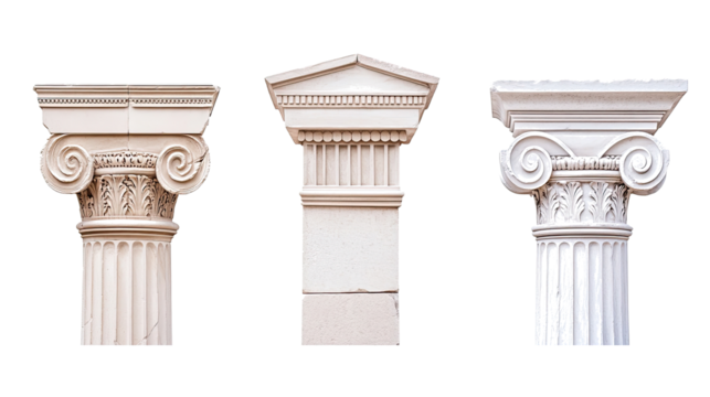 Collection of Ancient Greek Temple Column Capitals Generative AI
