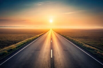 Naklejka premium Minimalist Road to 2025: Abstract Highway Journey Future Year Vision