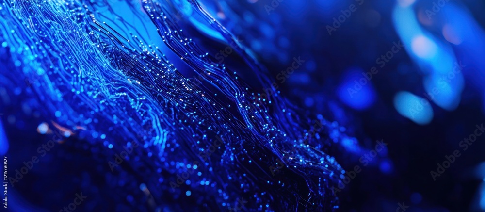Poster abstract blue digital flow: a mesmerizing visualization of data streams and connections.