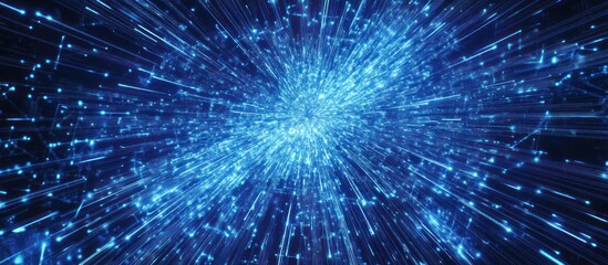 Abstract Blue Light Burst: Digital Art