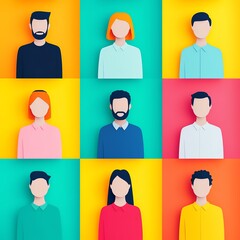 Fototapeta premium Diverse people wearing colorful masks