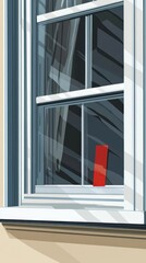 Fototapeta premium A Red Rectangle Viewed Through a Window Pane