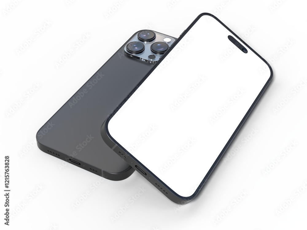 Poster realistic smartphone with blank screens display isolated on background. mobile phone digital mockups