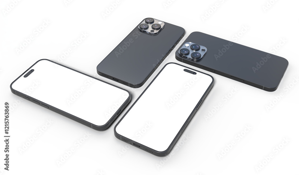 Poster realistic smartphone with blank screens display isolated on background. mobile phone digital mockups