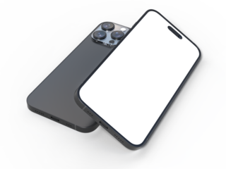 Realistic Smartphone with blank screens display isolated on background. Mobile phone digital mockups template for presentation branding, ads, banner, UI, UX interface, website, gadget presenting