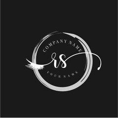 RS Elegant Circular Logo Design with Feather and Calligraphic Text