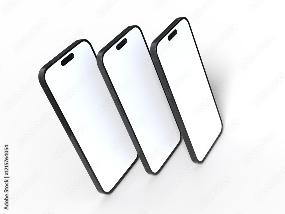 Poster realistic smartphone with blank screens display isolated on background. mobile phone digital mockups