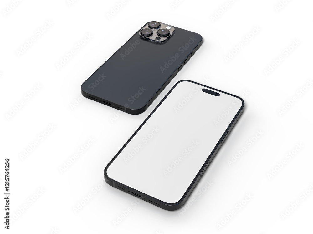 Poster realistic smartphone with blank screens display isolated on background. mobile phone digital mockups
