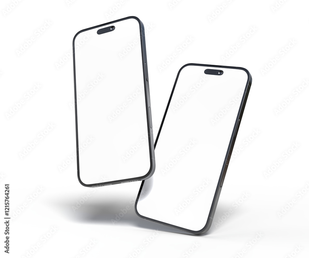 Poster realistic smartphone with blank screens display isolated on background. mobile phone digital mockups