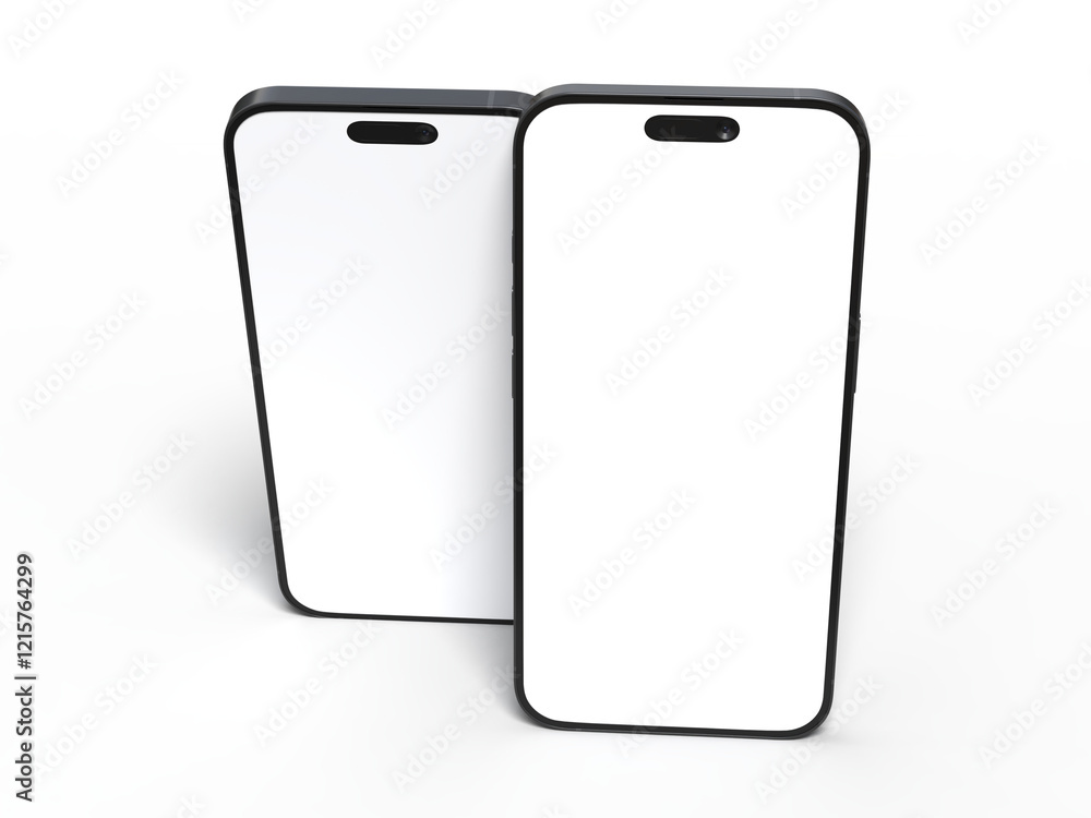 Poster realistic smartphone with blank screens display isolated on background. mobile phone digital mockups