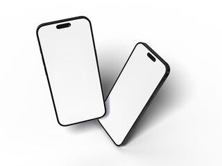 Realistic Smartphone with blank screens display isolated on background. Mobile phone digital mockups template for presentation branding, ads, banner, UI, UX interface, website, gadget presenting