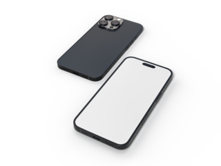 Realistic Smartphone with blank screens display isolated on background. Mobile phone digital mockups template for presentation branding, ads, banner, UI, UX interface, website, gadget presenting