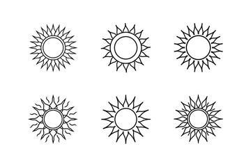 summer sun vector line art illustration