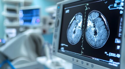 Detailed Medical Diagnostic Brain Scan Examination in Hospital
