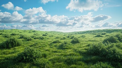 Obraz premium Serene Green Meadow Under a Bright Sky: A Breathtaking Landscape